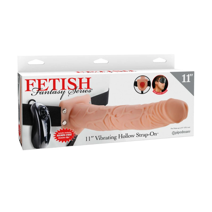 FETISH FANTASY SERIES - 11 HOLLOW STRAP-ON VIBRANDO COM BOLAS 27,9CM CARNE